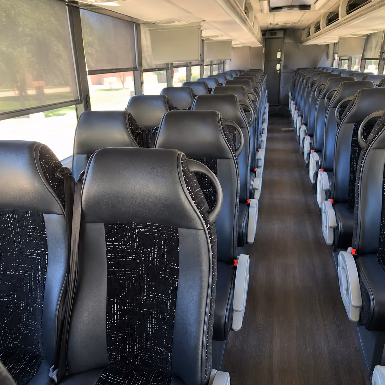 orange charter bus rental interior