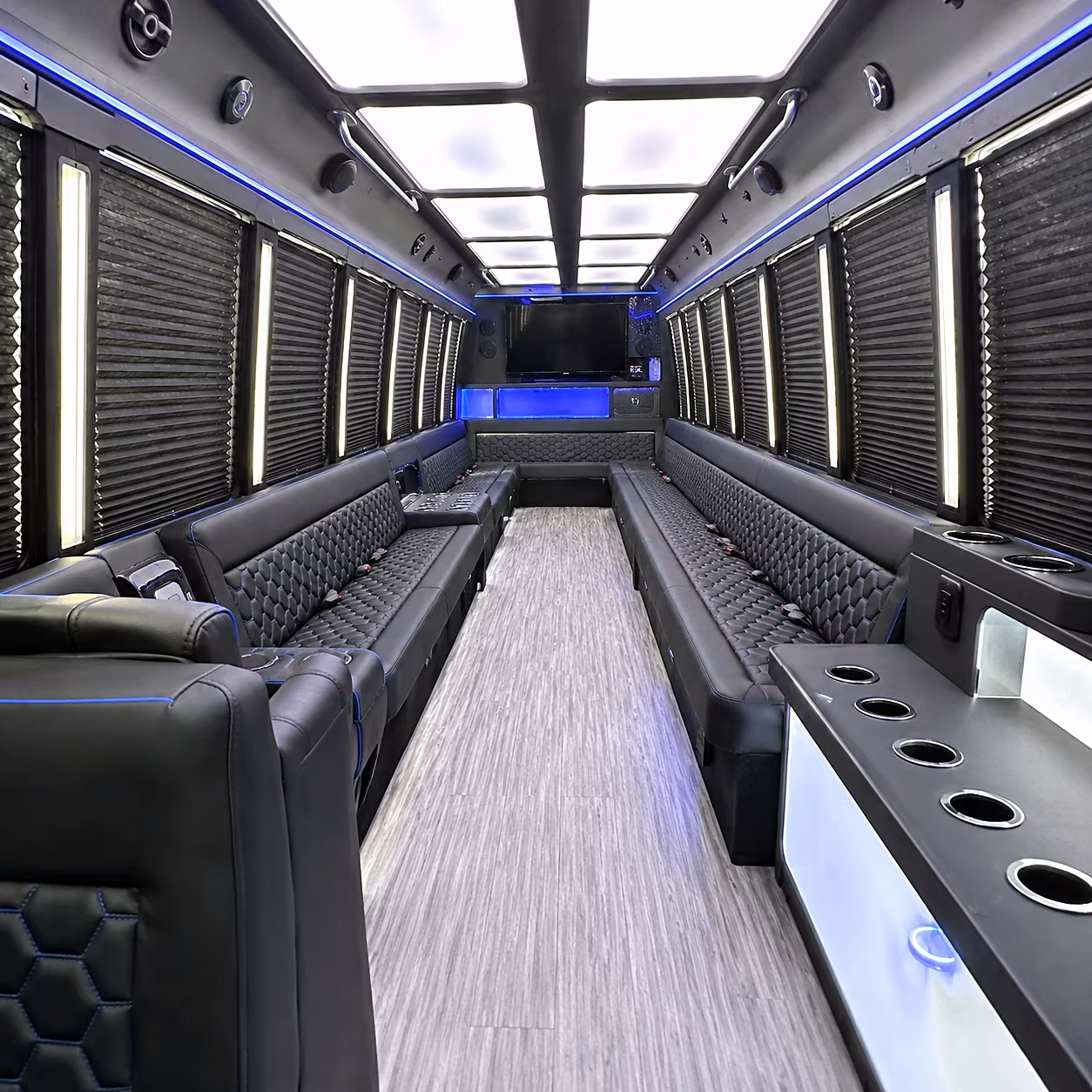 orange corporate party bus rental